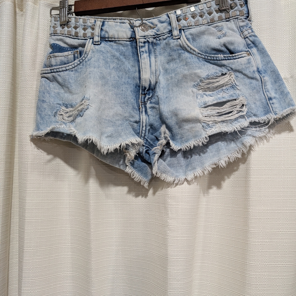 Distressed Denim Shorts By Trf Denim